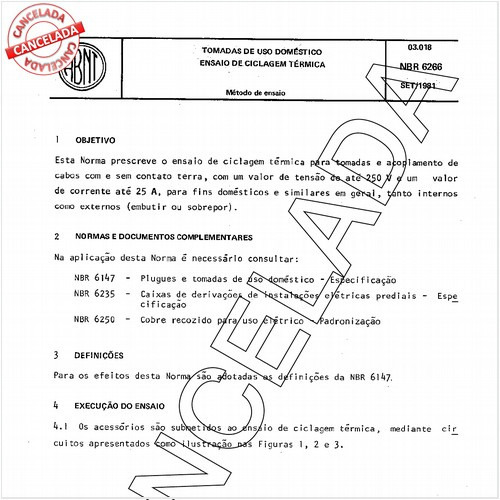 Tomadas de uso doméstico - Ensaio de ciclagem térmica 