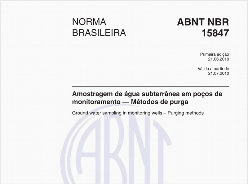 Amostragem de água subterrânea em poços de monitoramento — Métodos de purga