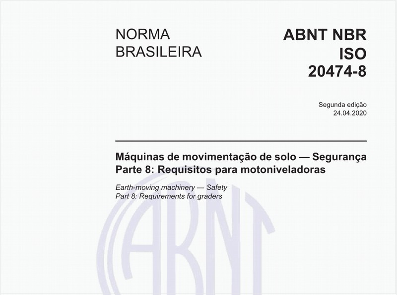 Máquinas de movimentação de solo — Segurança - Parte 8: Requisitos para motoniveladoras