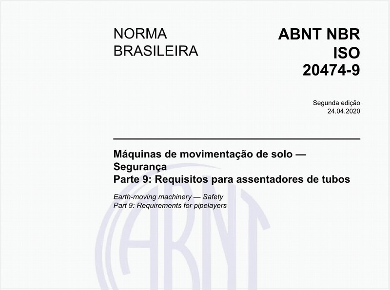 Máquinas de movimentação de solo — Segurança - Parte 9: Requisitos para assentadores de tubos