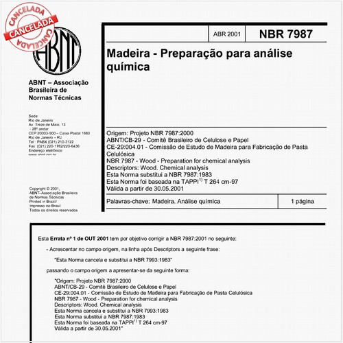 Madeira - Preparação para análise química