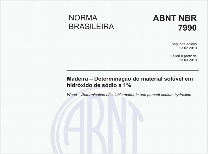 Madeira - Determinação do material solúvel em hidróxido de sódio a 1%