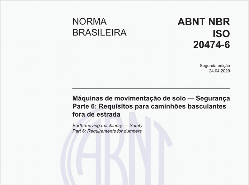 Máquinas de movimentação de solo — Segurança - Parte 6: Requisitos para caminhões basculantes fora de estrada