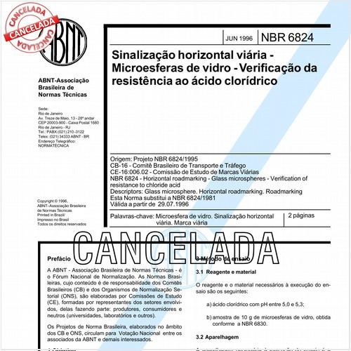 Sinalização horizontal viária - Microesferas de vidro - Verificação da resistência ao ácido clorídrico