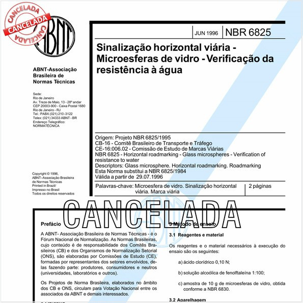 Sinalização horizontal viária - Microesferas de vidro - Verificação da resistência à água