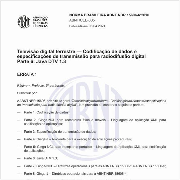 Televisão digital terrestre – Codificação de dados e especificações de transmissão para radiodifusão digital - Parte 6: Java DTV 1.3