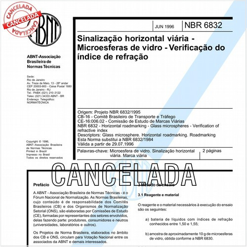 Sinalização horizontal viária - Microesferas de vidro - Verificação do índice de refração