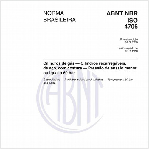 Cilindros de gás — Cilindros recarregáveis, de aço, com costura — Pressão de ensaio menor ou igual a 60 bar