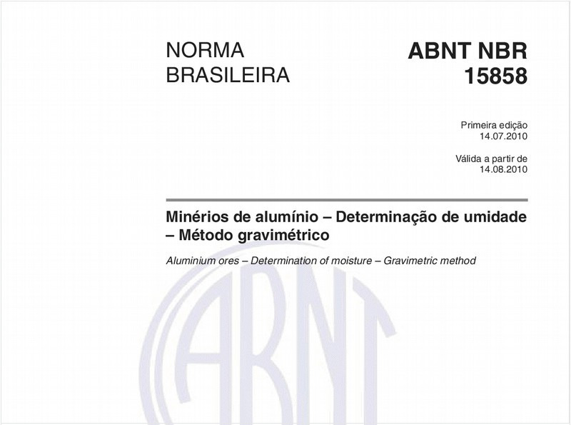 Minérios de alumínio – Determinação de umidade – Método gravimétrico