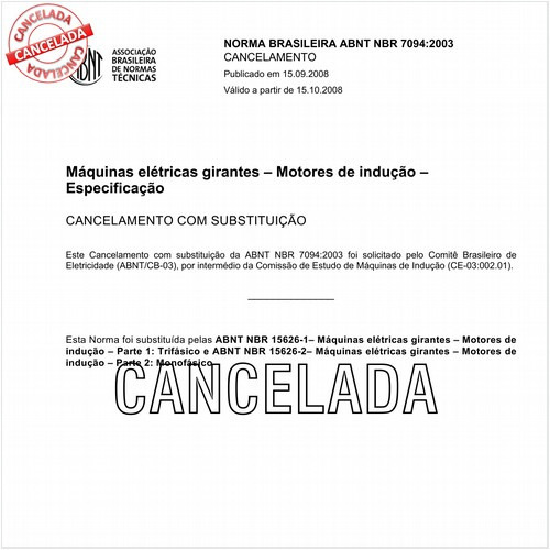 Máquinas elétricas girantes - Motores de indução - Especificação