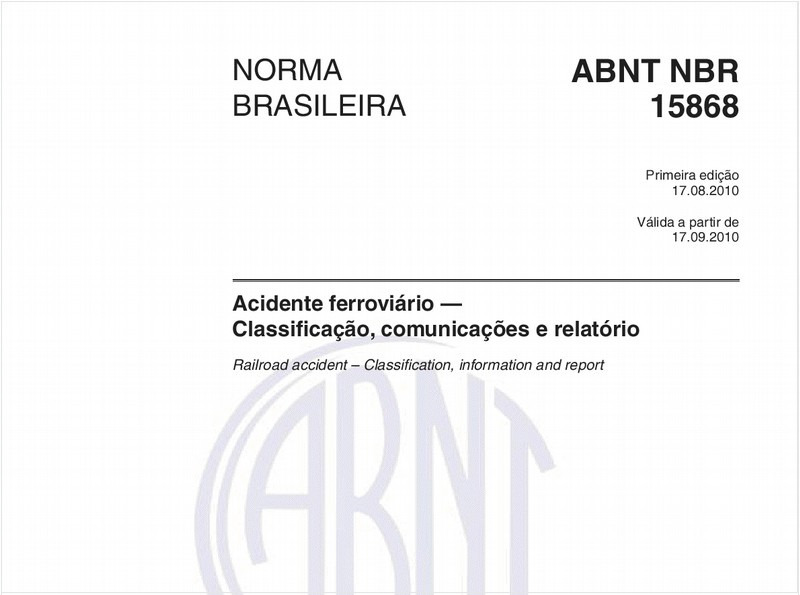 Acidente ferroviário — Classificação, comunicações e relatório