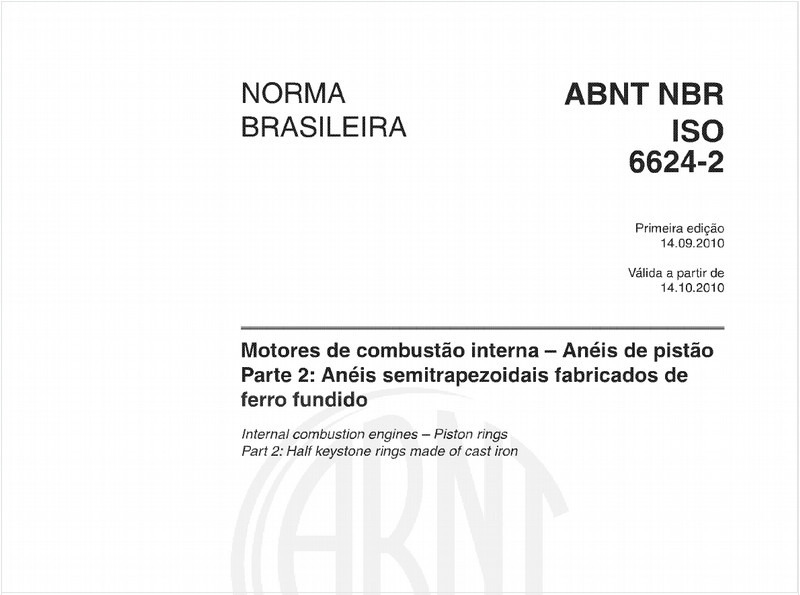 Motores de combustão interna - Anéis de pistão Parte 2: Anéis semitrapezoidais fabricados de ferro fundido