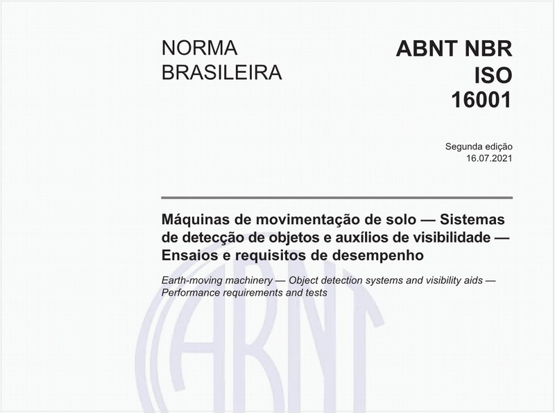 Máquinas de movimentação de solo - Sistemas de detecção de objetos e auxílios de visibilidade - Ensaios e requisitos de desempenho