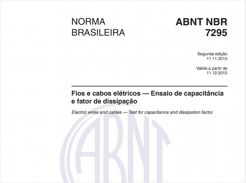 Fios e cabos elétricos - Ensaio de capacitância e fator de dissipação