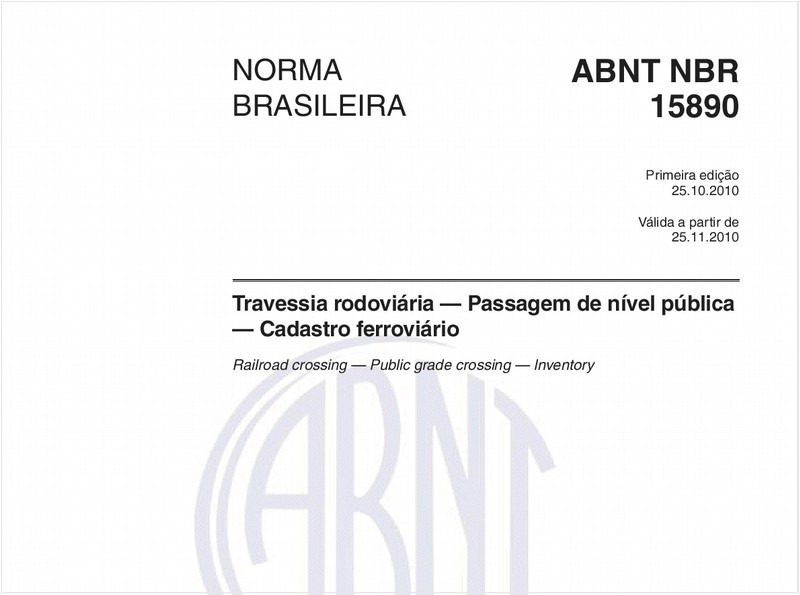 Travessia rodoviária — Passagem de nível pública — Cadastro ferroviário