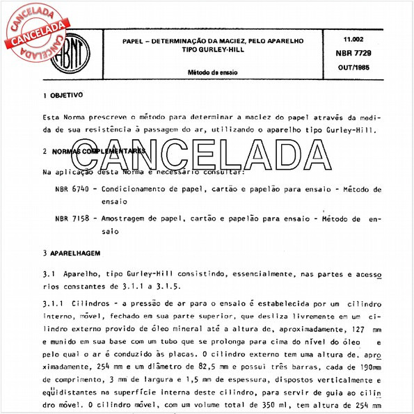 Papel - Determinação da maciez pelo aparelho tipo Gurley-Hill