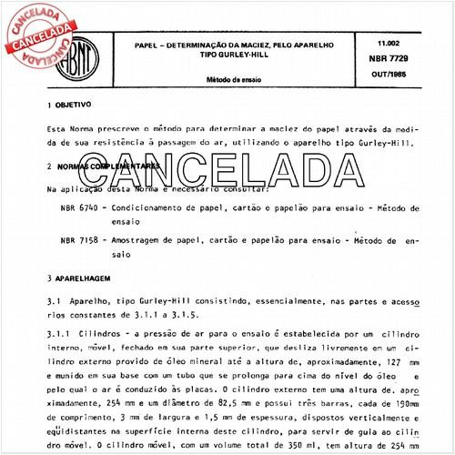 Papel - Determinação da maciez pelo aparelho tipo Gurley-Hill