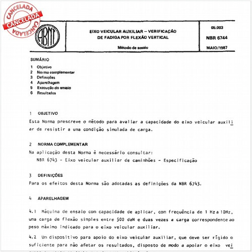 Eixo veicular auxiliar - Verificação de fadiga por flexão vertical