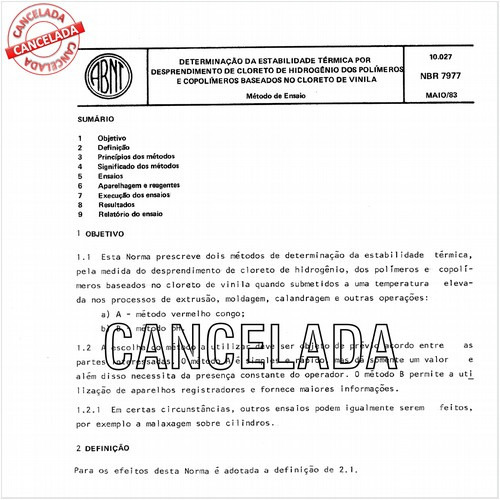 Determinação da estabilidade térmica por desprendimento de cloreto de hidrogênio dos polímeros e copolímeros baseados no cloreto de vinila