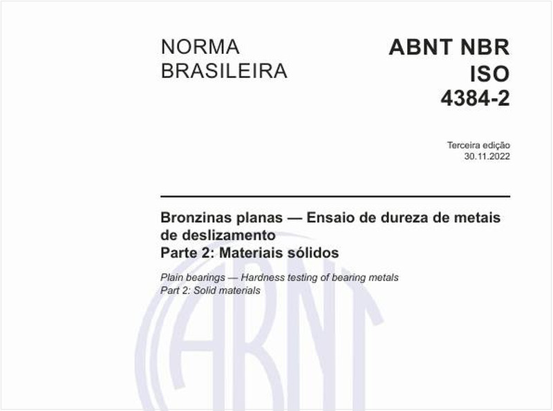 Bronzinas planas - Ensaio de dureza de metais de deslizamento - Parte 2: Materiais sólidos