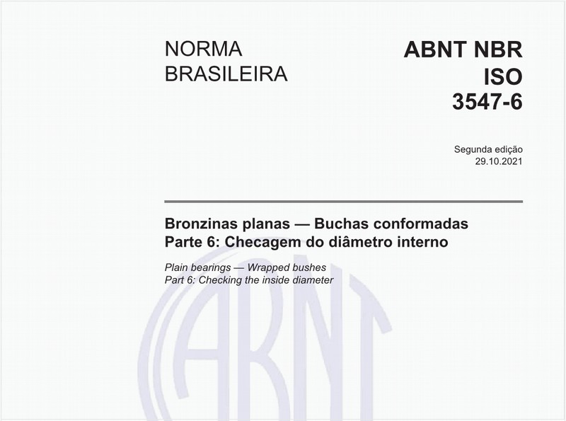 Bronzinas planas — Buchas conformadas - Parte 6: Checagem do diâmetro interno