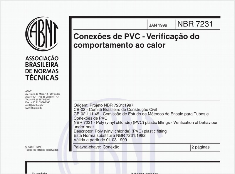Conexões de PVC - Verificação do comportamento ao calor