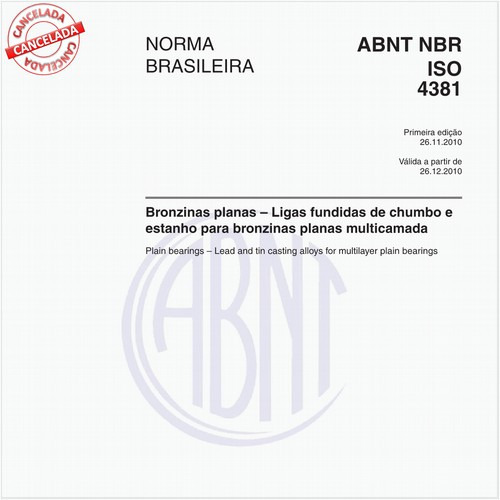 Bronzinas planas - Ligas fundidas de chumbo e estanho para bronzinas planas multicamada