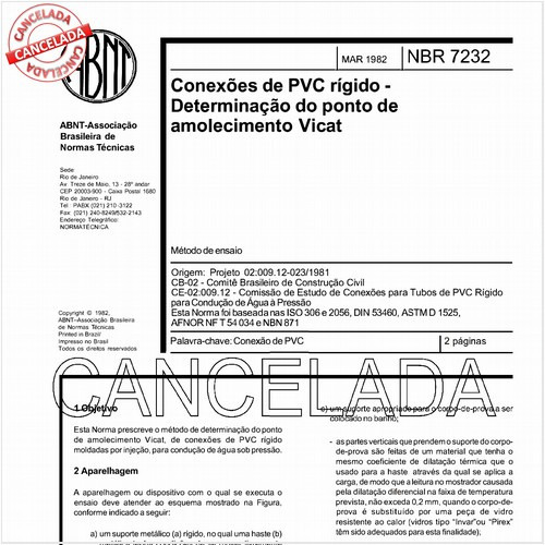 Conexões de PVC rígido - Determinação do ponto de amolecimento Vicat