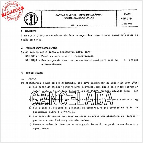 Carvão mineral - Determinação da fusibilidade das cinzas