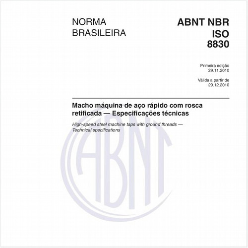 Macho máquina de aço rápido com rosca retificada — Especificações técnicas