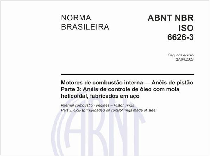 Motores de combustão interna - Anéis de pistão - Parte 3: Anéis de controle de óleo com mola helicoidal, fabricados em aço