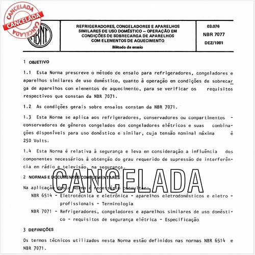 Refrigeradores, congeladores e aparelhos similares de uso doméstico - Operação em condições de sobrecarga de aparelhos com elementos de aquecimento