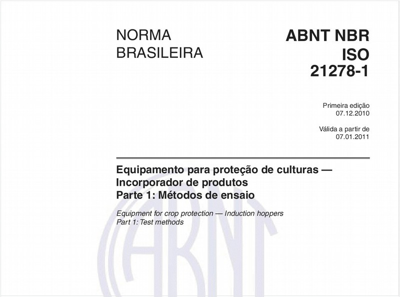 Equipamento para proteção de culturas — Incorporador de produtos - Parte 1: Métodos de ensaio