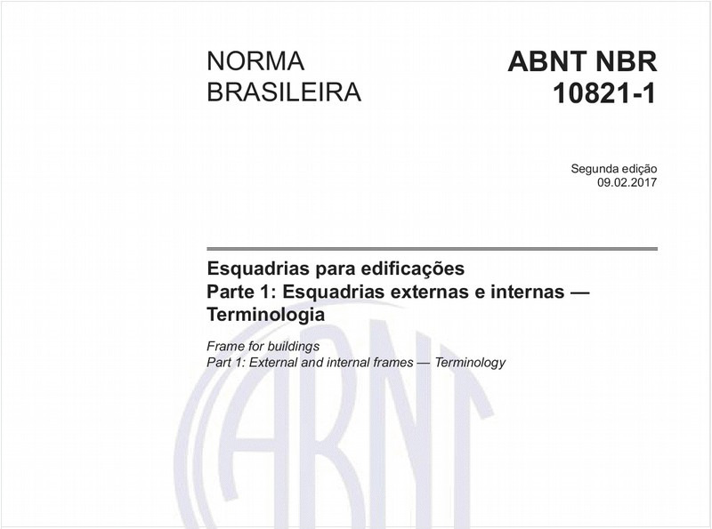 Esquadrias para edificações - Parte 1: Esquadrias externas e internas - Terminologia
