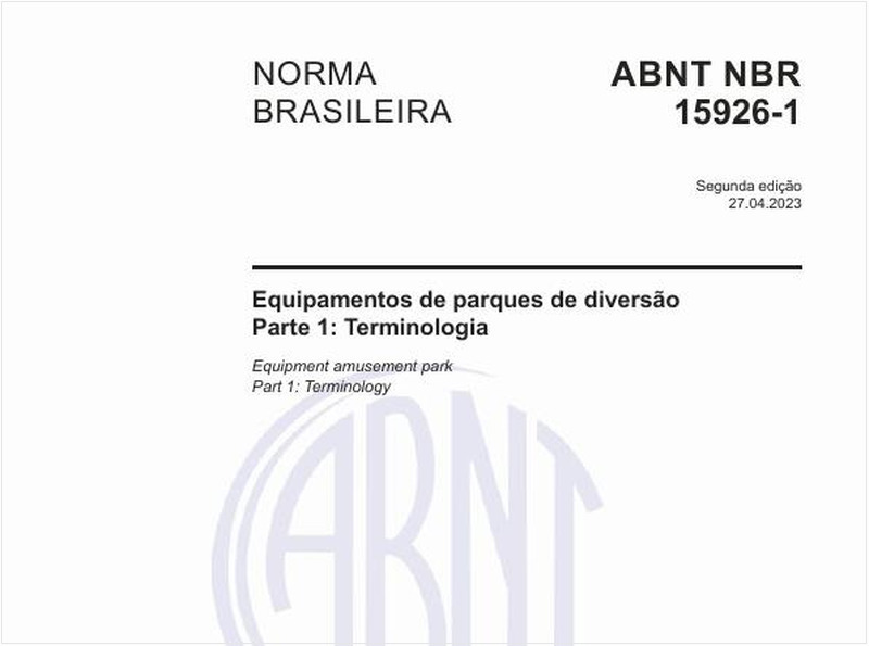Equipamentos de parques de diversão - Parte 1: Terminologia