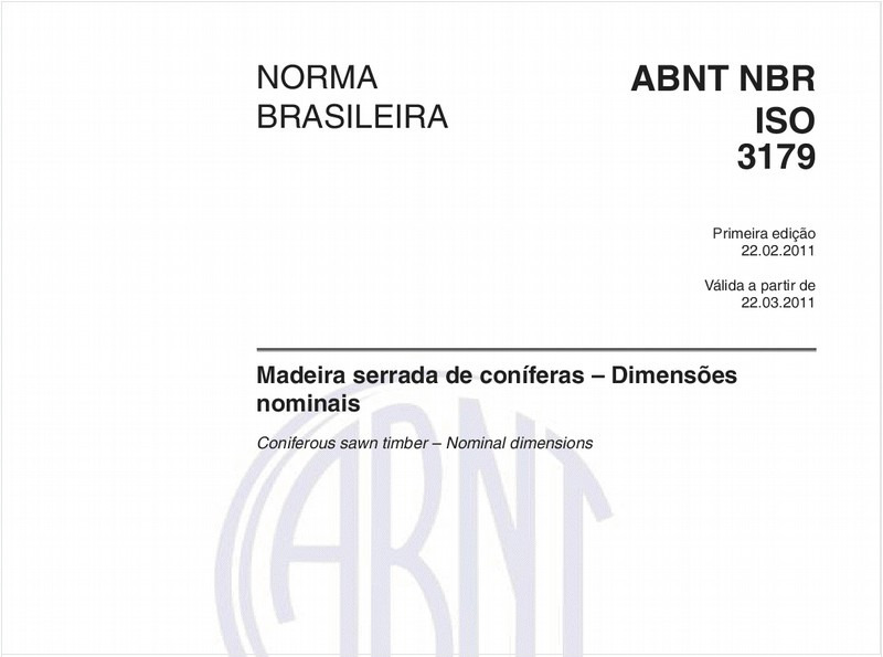 Madeira serrada de coníferas – Dimensões nominais