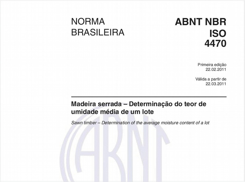 Madeira serrada – Determinação do teor de umidade média de um lote