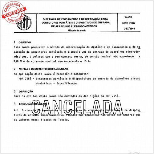 Distância de escoamento e de separação para conectores portáteis e dispositivos de entrada de aparelhos eletrodomésticos