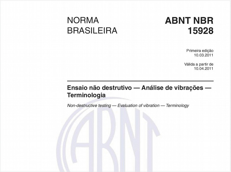 Ensaio não destrutivo – Análise de vibrações – Terminologia