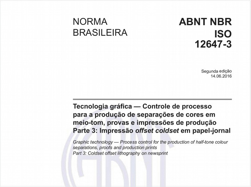 Tecnologia gráfica — Controle de processo para a produção de separações de cores em meio-tom, provas e impressões de produção - Parte 3: Impressão offset coldset em papel-jornal
