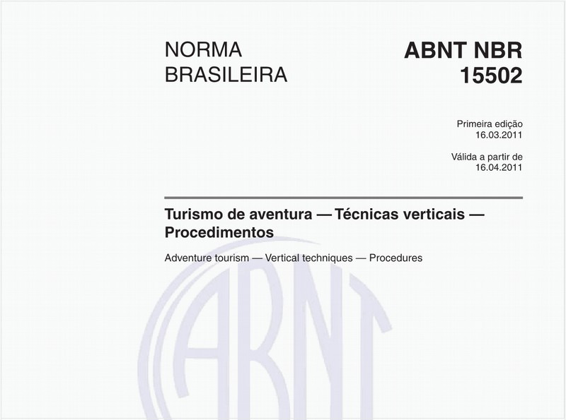 Turismo de aventura — Técnicas verticais — Procedimentos