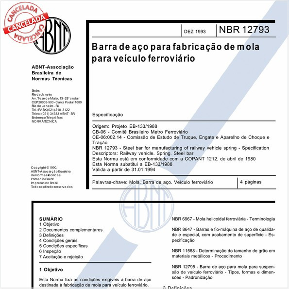 Barra de aço para fabricação de mola para veículo ferroviário
