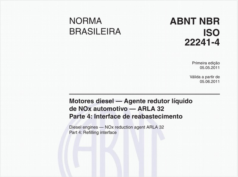 Motores diesel - Agente redutor líquido de NOx automotivo - ARLA 32 - Parte 4: Interface de reabastecimento