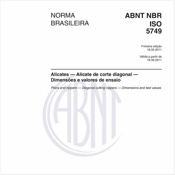 Alicates — Alicate de corte diagonal — Dimensões e valores de ensaio