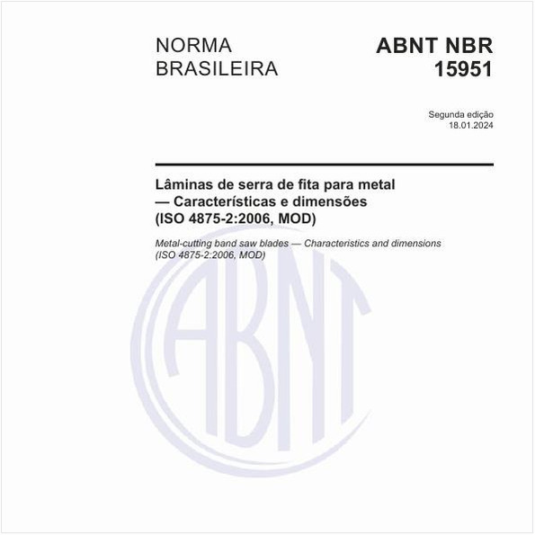 Lâminas de serra de fita para metal — Características e dimensões (ISO 4875-2:2006, MOD)