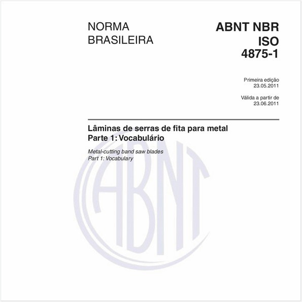 Lâminas de serras de fita para metal - Parte 1: Vocabulário