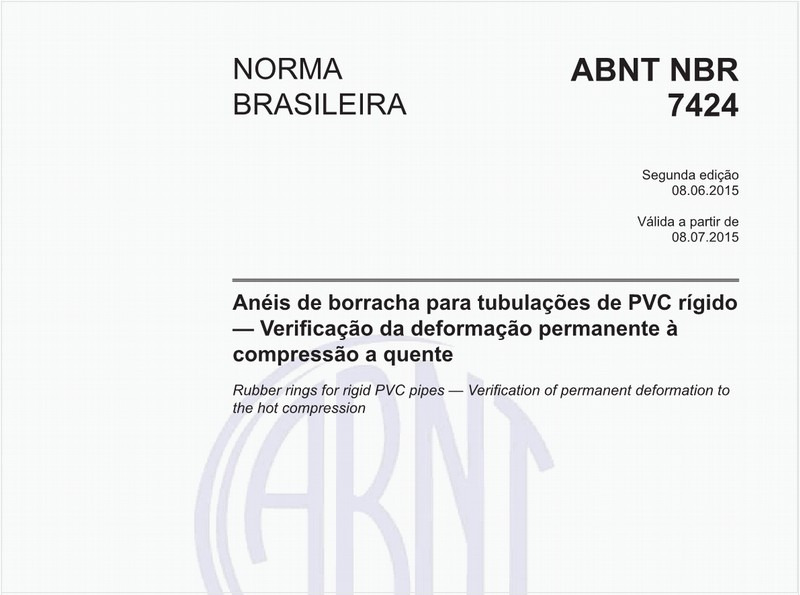 Anéis de borracha para tubulações de PVC rígido — Verificação da deformação permanente à compressão a quente