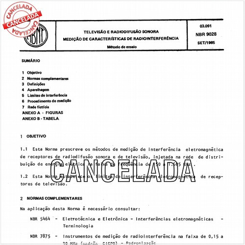 Televisão e radiodifusão sonora - Medição de características de radiointerferências