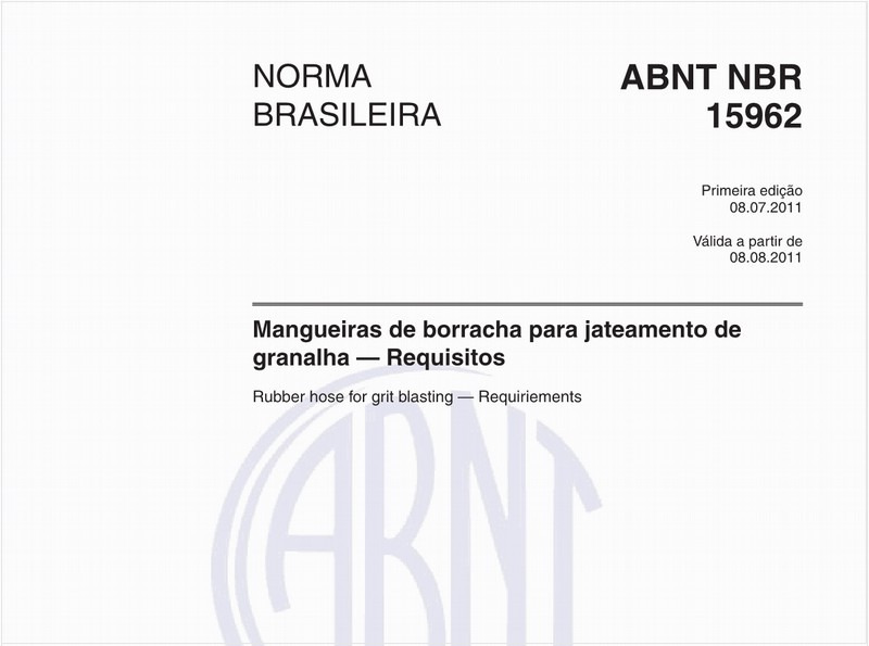 Mangueiras de borracha para jateamento de granalha — Requisitos