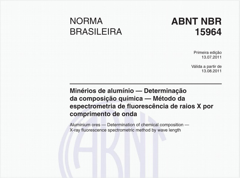 Minérios de alumínio — Determinação da composição química — Método da espectrometria de fluorescência de raios X por comprimento de onda